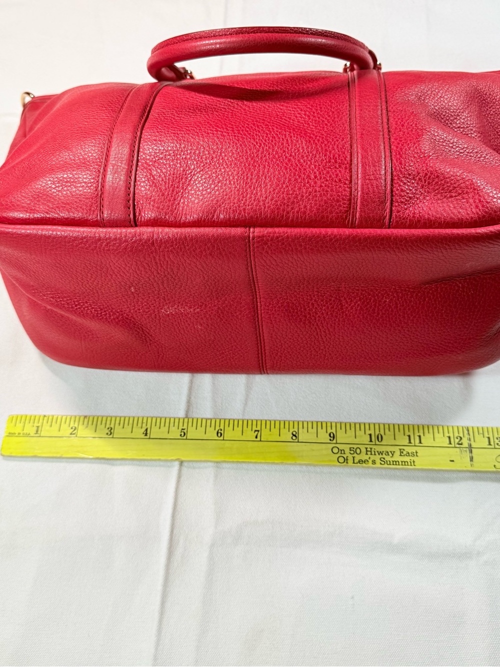 Coach Red Pebbled Leather Blake Carryall Satchel Bag F55662 - Picture 10 of 14